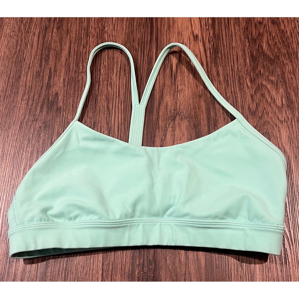 Lululemon Flow Y Bra Mint Green Yoga Sports Bra Size 8 LW2DH5S